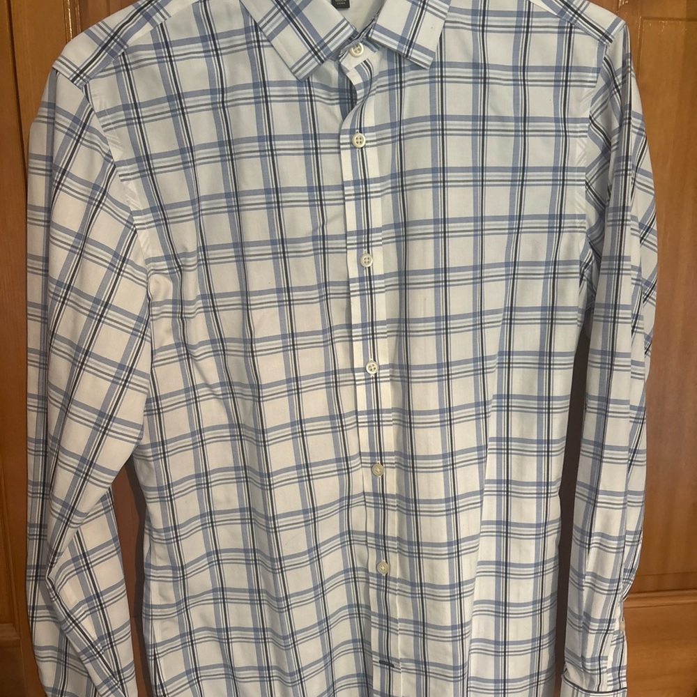 Banana Republic White and Blue Checkered Shirt